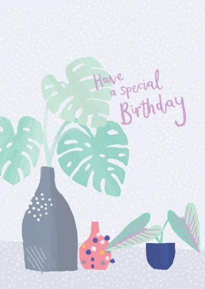 Sweet Houseplant Illustrated Birthday - Have a special birthday created by Laura Pantony