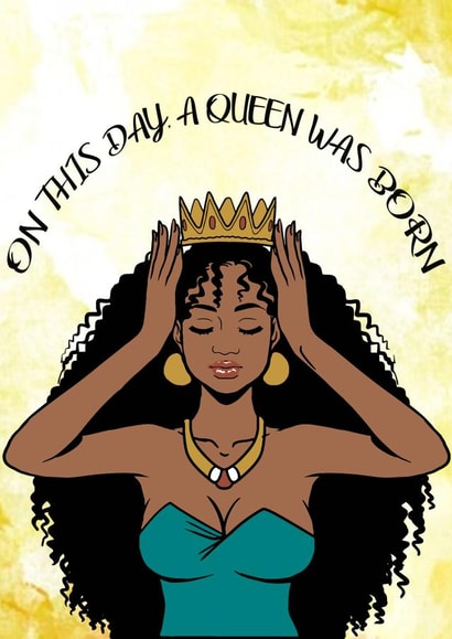 Modern Birthday Card - For Her - A Queen Was Born created by IBERE APPAREL
