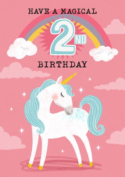 2nd Birthday - Age - For Kids - For her - Cute - Unicorn created by Dalia Clark Design