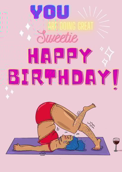 yoga fupa Birthday Card 20056 created by Bee Oyerinde