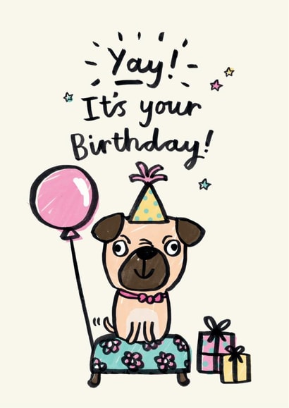 pug dog Birthday Card 18304 created by Jenny Seddon
