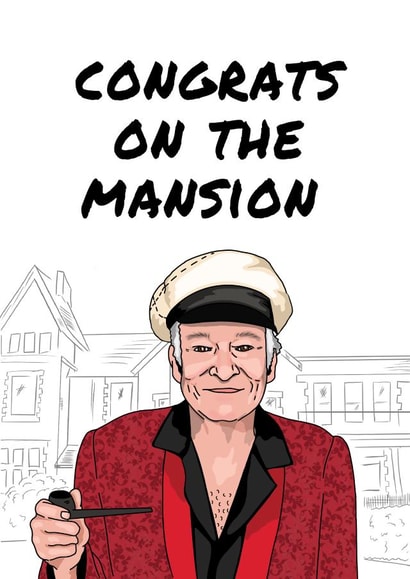 Funny Hugh Hefner New Home Card - Playboy Mansion Pun - Congrats On The Mansion created by Bubble&Cheek