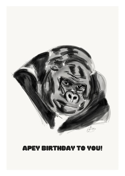 Birthday Ape Card 43670 created by Francesca's Illustration