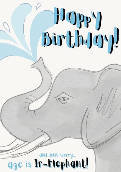 Elephant Animal Birthday Card 19057 created by Francesca's Illustration