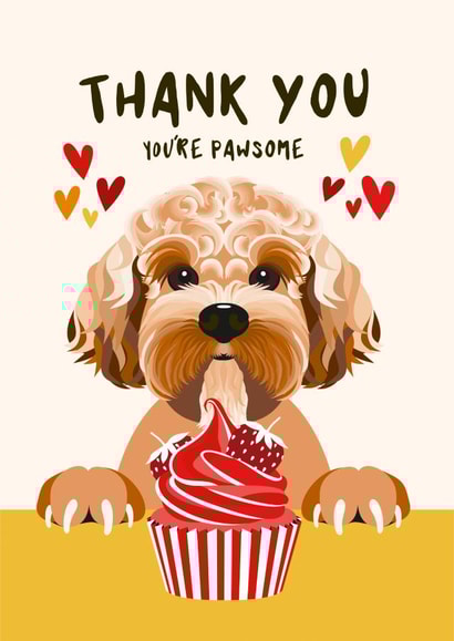 Cockapoo Dog Thank You Card created by Diva Doodle Designs