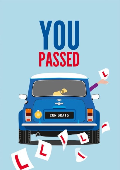 Passed Driving Test Mini Cooper Car Card created by Diva Doodle Designs