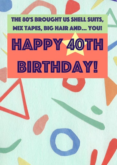 1980's 40th Birthday Card created by Card and Cake