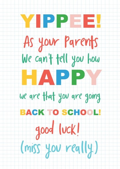yippee from the parents Good Luck Card 12711 created by TillieMint