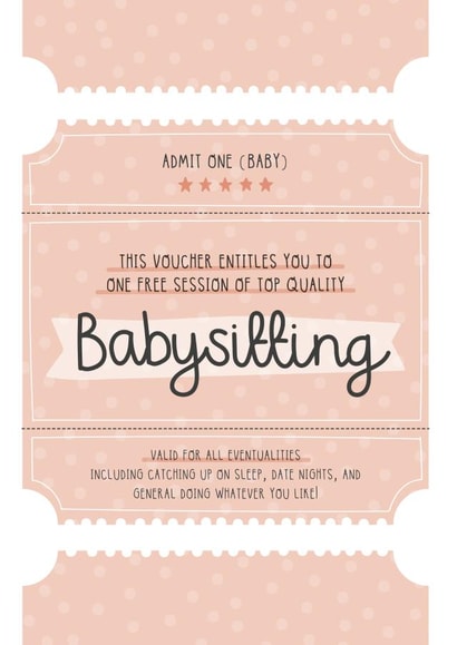 babysitting token New Baby Card 7152 created by Two For Joy Illustration