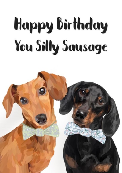 Cute Birthday Card - Dachshund - Sausage Dog - Happy Birthday You Silly Sausage created by Sarah Stephenson