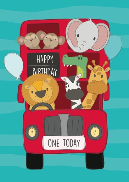 Zoo animals 1st birthday card created by Tiger Feet Creations