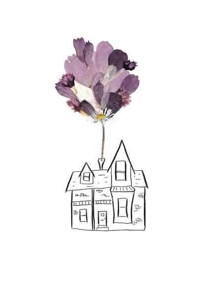 Up Pressed flowers New Home Card 19688 created by Nelly Heather