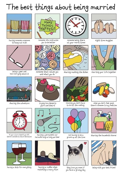 Cute Marriage Anniversary Card - The Best Thing About Being Married created by No-me illustrations