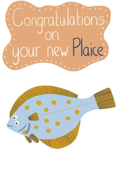 New Home Plaice Fish Funny Pun Card created by @SarahPriceDesigns