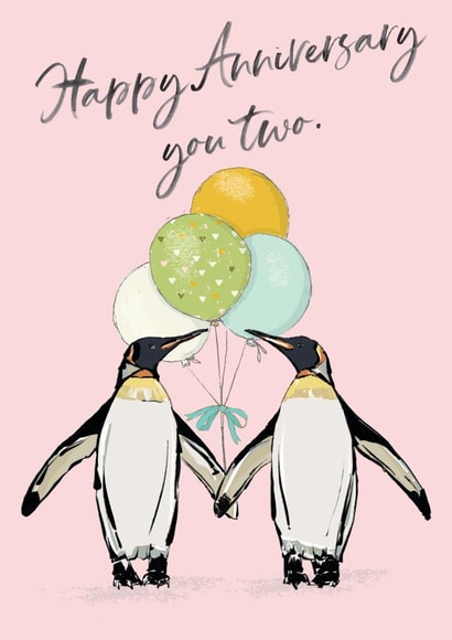 Cute Penguin Couple Anniversary Card - Happy Anniversary You Two created by Natalie Ryan