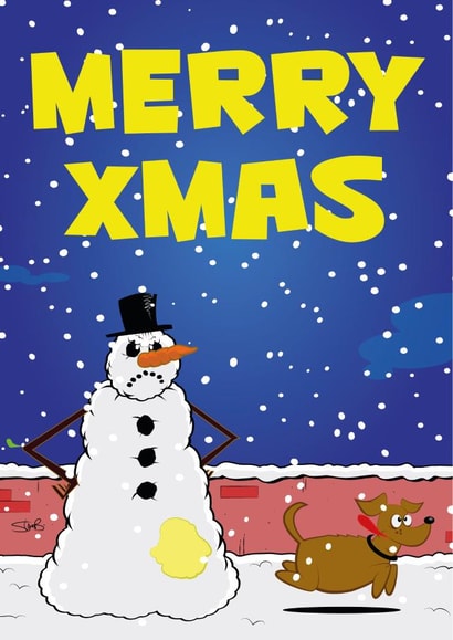 snowman dog Christmas Card 17929 created by Steve Brown