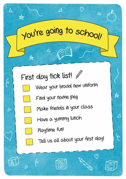 You're going to school - checklist card! created by Evie Garnett Designs