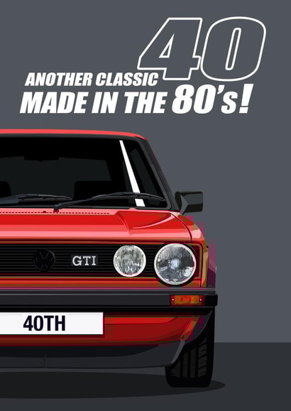 40th Birthday 1980's GTI Classic Car created by RetroMotion Artwork