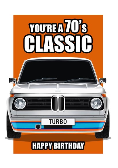 70'S CLASSIC CAR BIRTHDAY CARD created by RetroMotion Artwork
