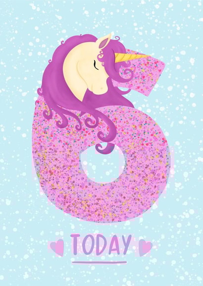 Unicorn 6th birthday card created by Kamiya Chirodian