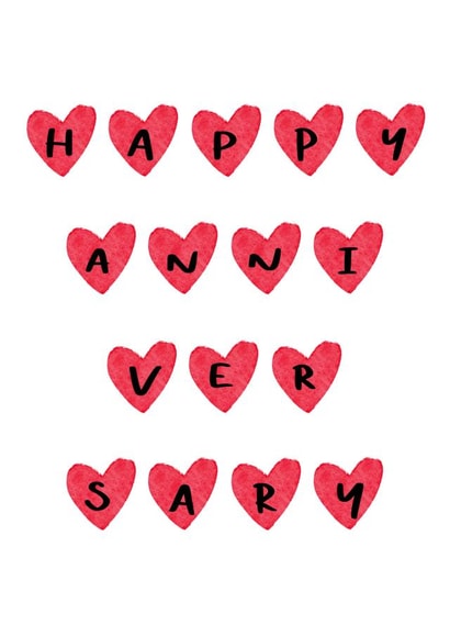 Cute Watercolour Heart Typography Card - Hearts - Happy Anniversary created by Izzi Paints