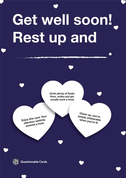 Female adult Get Well Card 39132 created by Questionable Cards