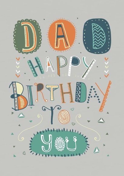 Dad bold lettering birthday card created by Rebecca Prinn
