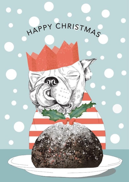 christmas pudding funny Card 8336 created by Dotty Dog Art