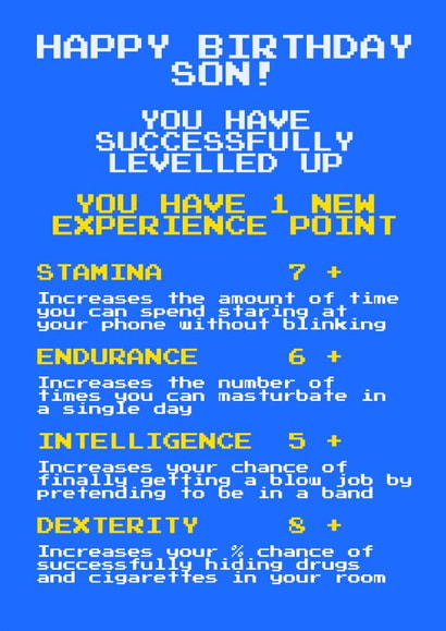 level up video game Birthday Card 19865 created by Leamington Underground