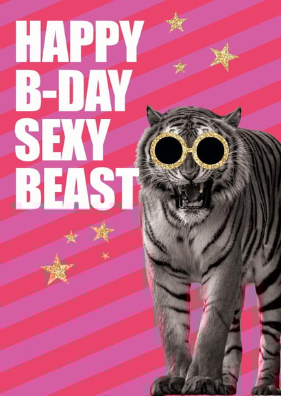sexy beast tiger Birthday Card 18353 created by Lamb & Bear Creative