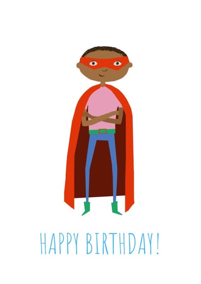 Cute Birthday Card - For Him - Superhero created by Afritistic