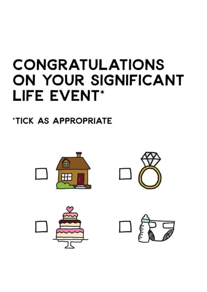 Multipurpose card for big life events created by Letters & Lines