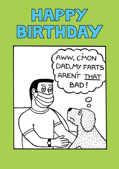 mask facemask Birthday Card 24620 created by Off The Leash Cartoons by Rupert Fawcett