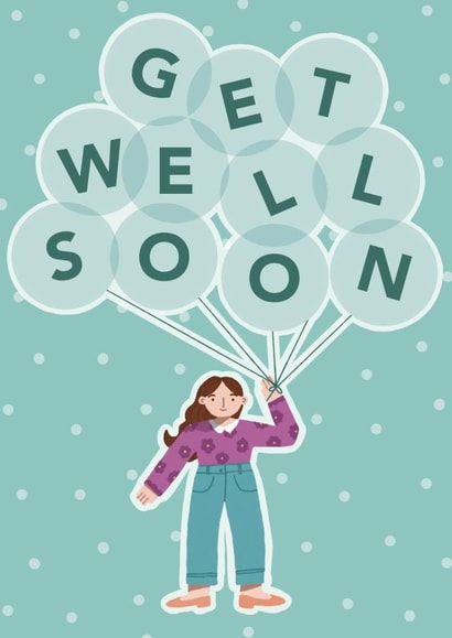 adult balloons Get Well Card 18757 created by Wandering Studio Co.