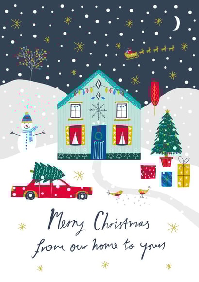 Traditional - Festive - Snow - Home - Merry Christmas From Our Home To Yours - Cute - Wholesome - Jolly - Christmas Card created by Jessica Hogarth