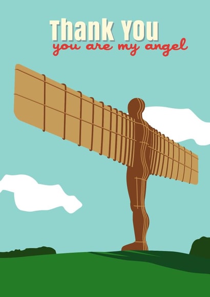 adult angel of the north Thank You Card 17149 created by Cox a Doodle Doo