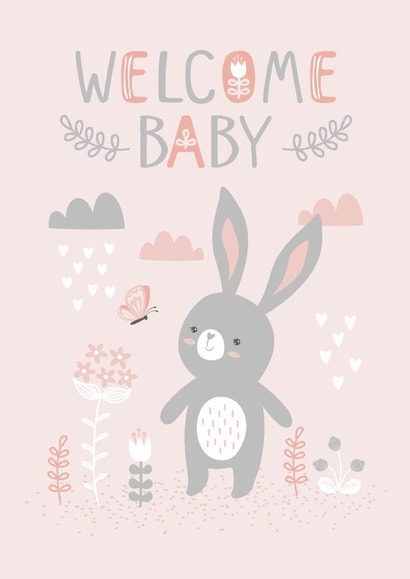 bunny welcome New Baby Card 20183 created by Tanya Laporte Designs