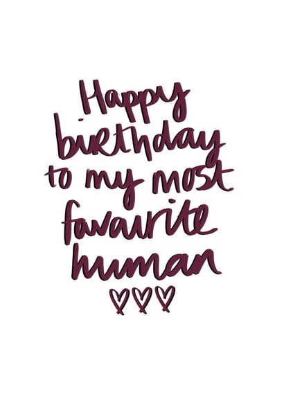favourite human love Birthday Card 28489 created by Rachel Storey Illustration