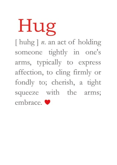 definition hug Love & Friendship Card 8287 created by Bombus