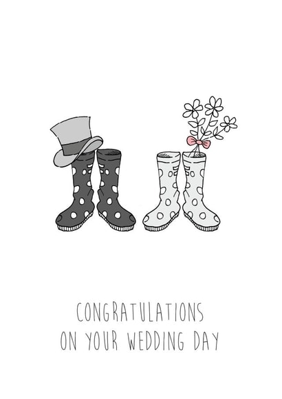 Wedding Day Wellies Engagement & Marriage Card 20175 created by The Blue Little Birdie Card Company