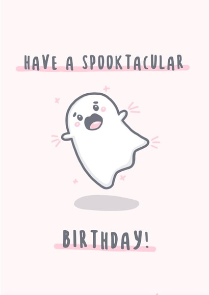 Have a Spooktacular Birthday - Cute Spooky Kawaii Ghost Halloween Card created by Pixel Elf