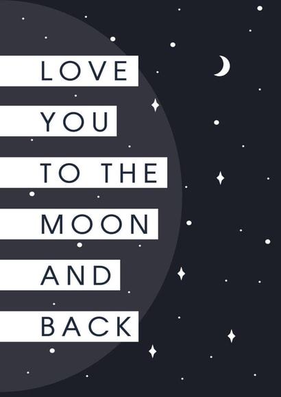 Cute Moon And Stars Anniversary Card / Valentines Day Card - Love You To The Moon And Back created by @hollielonglanddesigns