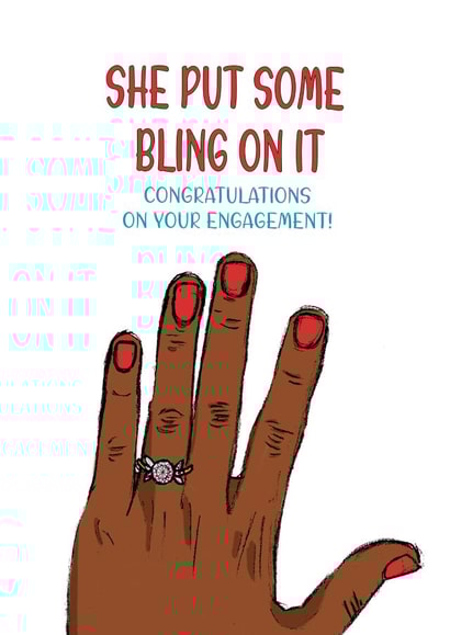 She put some bling on it - adorable engagement card created by Graphite & Grace