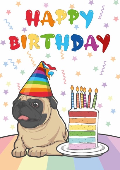 pug cake Birthday Card 16938 created by STEVEN LEE-GRAVES