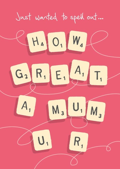 scrabble mum Mothers Day Card 16940 created by NEEDL designs