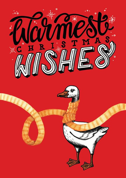 Warmest Christmas Wishes Goose – Hand-Drawn Festive Illustration Card created by Tiny & Tenacious