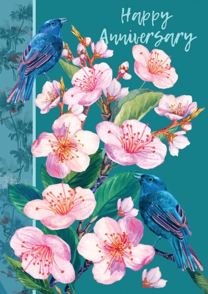 Pretty Flowers And Birds Anniversary Card - Happy Anniversary created by Rocket68