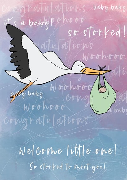 stork pun New Baby Card 20466 created by Urvi Inks