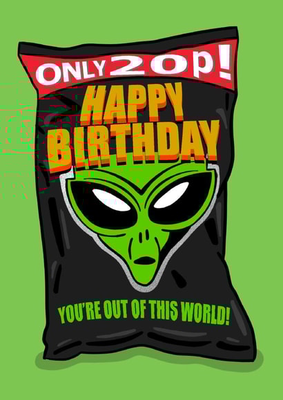 alien crisps Birthday Card 16890 created by Rude Mama