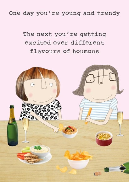Excited over houmous birthday card created by Rosie Made A Thing